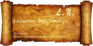 Leimeter Nándor névjegykártya